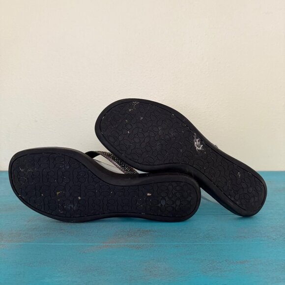 COACH Laurel Leather Silver Gray Bugle Beaded Flip Flop Sandals Sz 9.5 - Picture 11 of 11